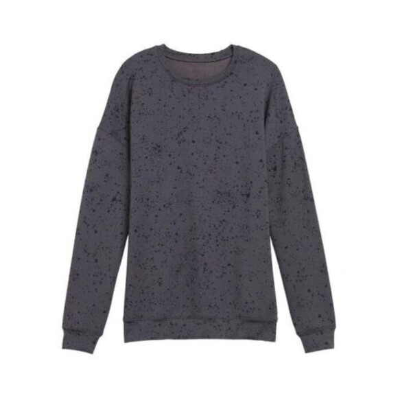 Athleta Studio To Street Splatter Print Sweatshirt Women Medium Dark Grey Artsy - Picture 1 of 8
